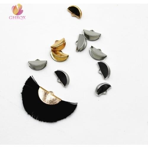 New Clip 13mm/15mm Semicircle Clip Tassel clip Tone Metal Jewelry Ribbon Cord End Fasteners Clasps Crimp BeadsWholesale 50 pcs