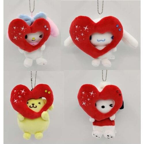 New Kawaii Anime Valentines Day Bunny Cat Dog Plush Kechain Small Pendant Kids Stuffed Toys For Children Gifts 10CM