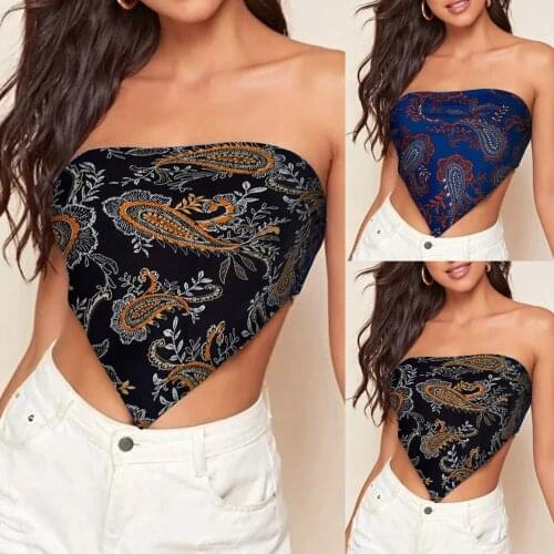 SAGACE Slim open back cashew print suspender with navel wrap chest top, new summer 2021 womens top футболка женская