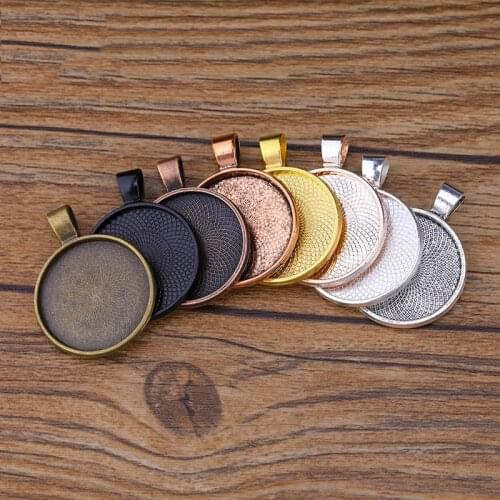 Juya DIY 25mm Cabochon Bezel Tray Classic Pattern Base Blank Settings Charm Pendants For Necklace Keychain Jewelry Making