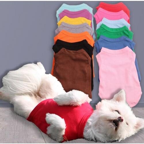 Pet Clothing Solid Color Sweat Absorption Skin-friendly Dogs Sleeveless T-shirt for Summer
