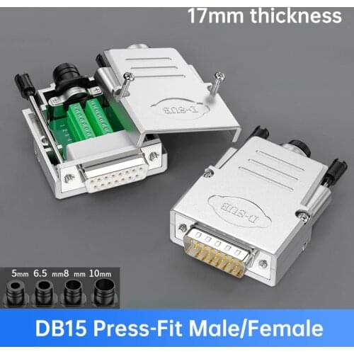DB15 Breakout Connector Metal Solder-free Male Female 15 Pin Connectors 15-pin Parallel Serial Port Plug Terminal Adapter