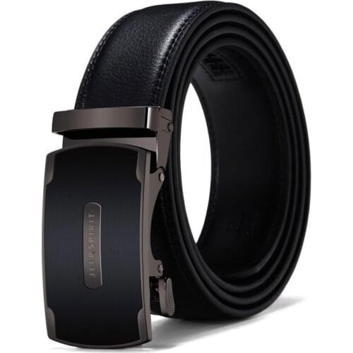 Luxury Brand Genuine Leather Belt Men Black Waist Belt Mens Two-Layer Cowskin Automatic Buckle Belt Ceinture Homme 110cm-130cm