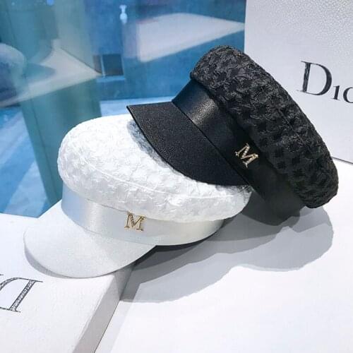 Richkeda Store New 2021 Spring New Style Pleated Breathable Navy Hat Autumn Outdoor Leisure Visor Cap Beret Hats For Women