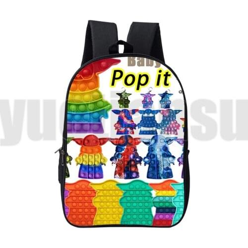 Sac A Dos 16 Inch Anime Canvas Double Zipper POP It Backpacks cute Pop Fidget Schoolbag Back To School 3D Family Games Bag Kids