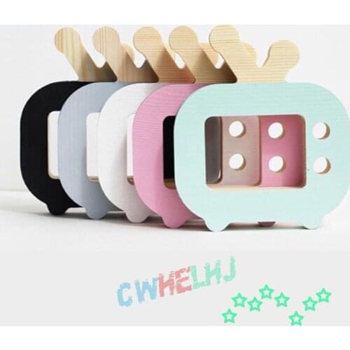 Nordic Creative Wooden TV Decoration Crafts for Kids Room Toys Photography Props Wood Figurines/Miniatures Photo Frame Gift