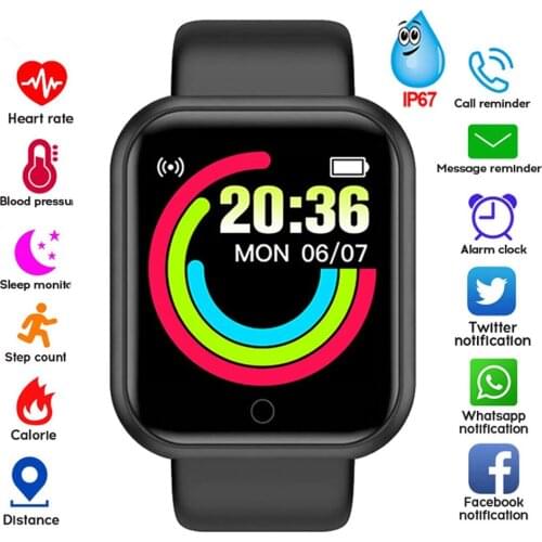 Y68S/D20S 1.44" Color Big Screen Smart Watch Fitness Tracker Sports Smartwatch 2021 Heart Rate Sleep Monitoring Smart Bracelet
