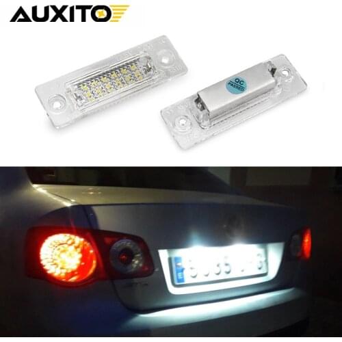 AUXITO 12V LED Car License Number Plate Light Lamp No Error For VW Touran Golf Caddy Jetta MK5 T5 Passat Cimousint SKODA Superb