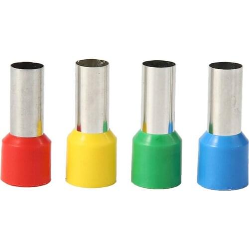 100pcs Tubular Insulated Cold Pressed Terminal E0308/E0508/E7508/E1008/E1508/E2510 Wire Connector Copper Nose Pin Tube Terminal