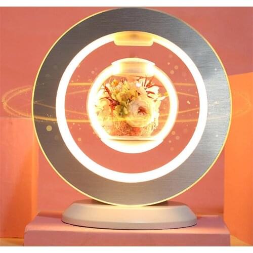 Maglev Flower Float Lamp Maglev Gift Magnetic Levitation Toys Floating Ornaments Potted Plant Home Decor Room Decoration