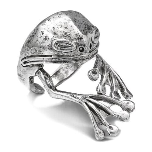 U2JF Vintage Frog Open Rings Set Knuckle Stacking Ring Animal Ring Boho Hug Finger Rings for Women Men Girls