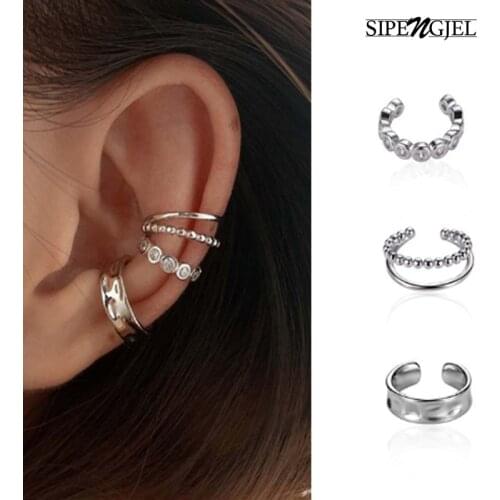 SIPENGJEL Fashion 3 pcs Ear Cuff Set Clip Earrings Earcuff No Piercing Fake Cartilage Earrings For Women Girls Jewerly Gifts