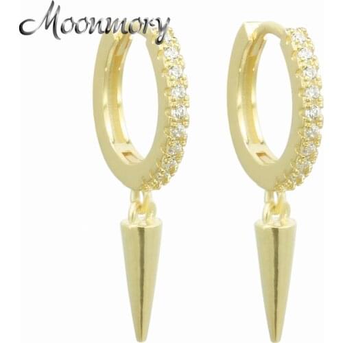 Moonmory Gold Color Real 925 Sterling Silver Cones Hoop Huggies Earring For Women 925 Silver Earring Cone Huggies Hoop Earring