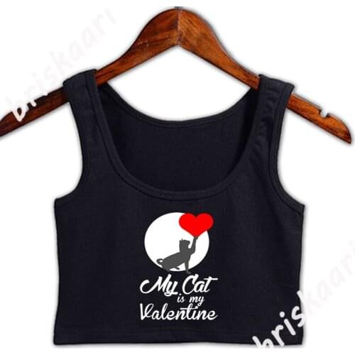 My Cat Is My Valentine Tank Top Sleeveless Summer Interesting For Women Personalized Tops Pictures Euro Size S-3xl Vest