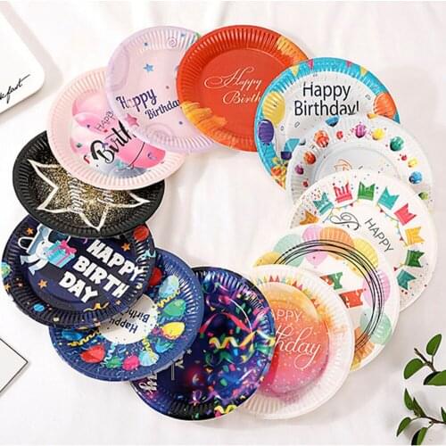 10pcs Birthday Disposable Paper Plates Party Decoration
