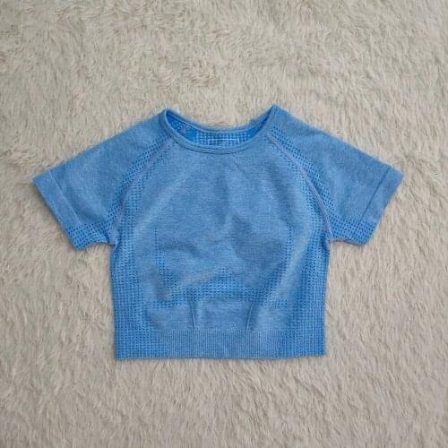 12 Colors Available Women Solid Color Seamless Yoga Shirt Fitness Short Sleeve Running T-shirts Workout Tops Clothes Sportswear