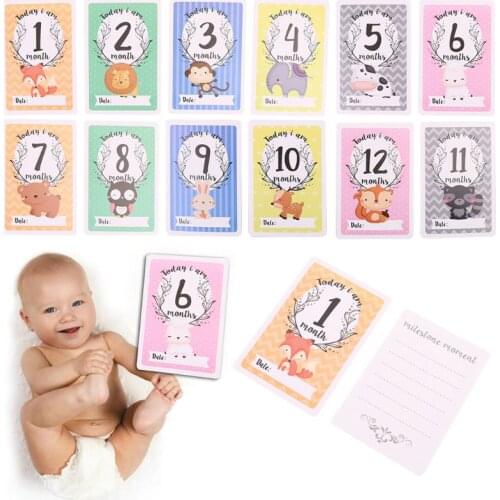 12 Sheet Milestone Photo Sharing Cards Gift Set Baby Age Cards - Baby Milestone Cards, Baby Photo Cards - Newborn Photo B36E