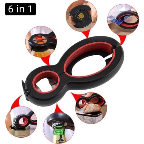 6 In 1 Jar Grip Opener Can Beer Bottle Openers Gripper Lid Twist Off Jar Wine Opener Claw Multi Kitchen Tools Gadgets