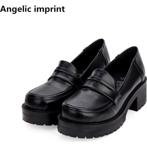Angelic imprint woman mori girl lolita cosplay shoes lady mid high heels pumps women student college dress party shoes 35-39 5cm