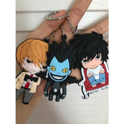 Anime keychain Death note Lawliet plastic Keychains chaveiro Key Chains Kamado Tanjirou Cosplay Pompom Yaiba Keyrings Pendant