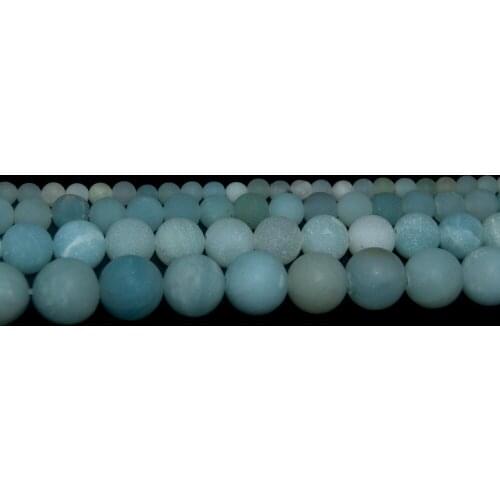 Dull Polish Blue Amazon Natural Stone Round Beads 4 6 8 10 12 MM Pick Size For Jewelry Making DIY Bracelet Necklace Material