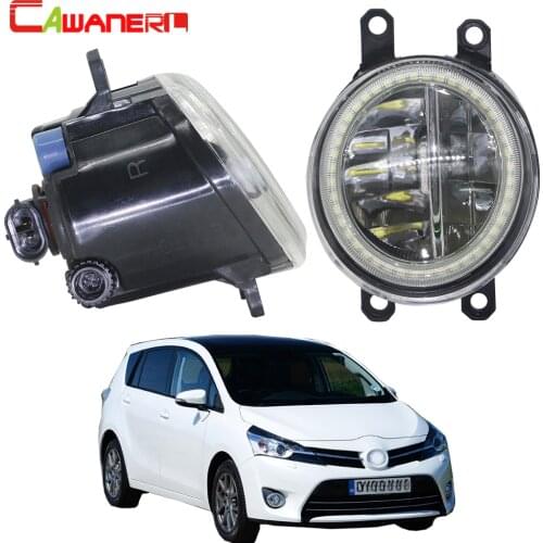 Cawanerl For Toyota Verso (_R2_) 2009-2018 Car 4000LM LED Lamp Fog Light + Angel Eye DRL Daytime Running Light 12V Accessories