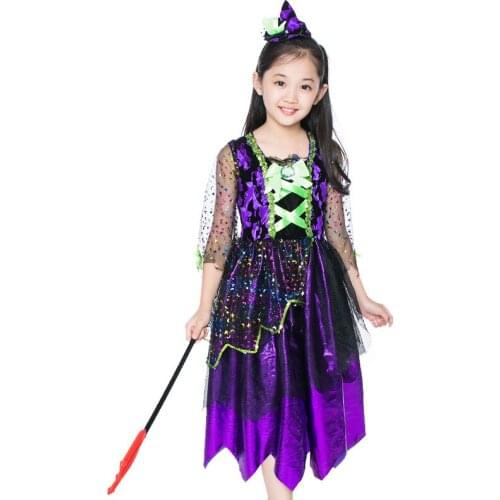 Childrens Halloween Costume Princess Witch Cosplay Costume Stage Masquerade Witch Costume