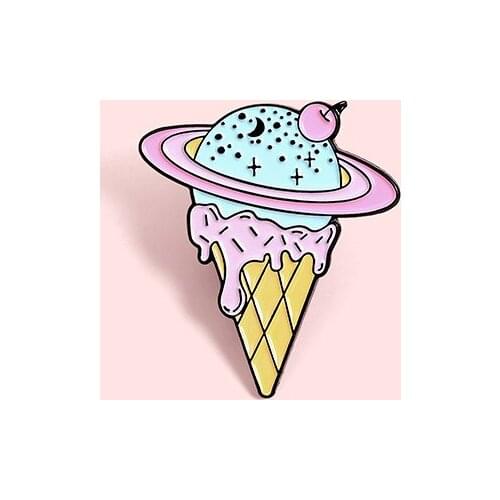 Ice Cream Space Cosmic Planet Brooch Bag Clothes Backpack Lapel Enamel Pin Badges Jewelry Gift For Friend Women Accessories