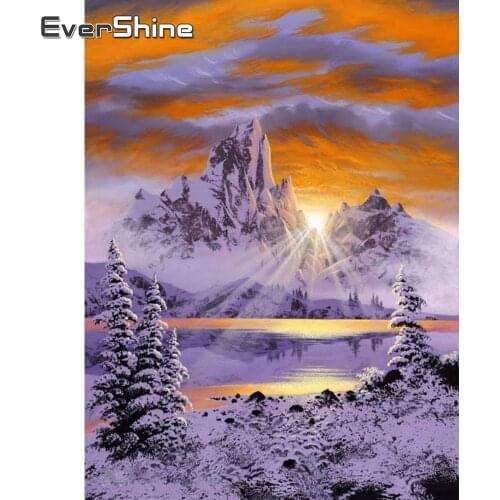 Evershine Diamond Painting Scenery With Square Rhinestones Embroidery Winter Cross Stitch Mosaic Kit Home Decoration