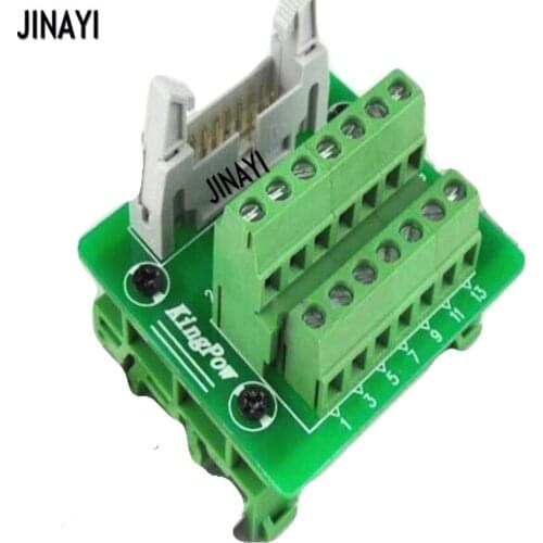 IDC 14 Pin IDC14P Male Terminal Block Breakout PLC Relay Terminals DIN Rail Mounting Adapter Connector