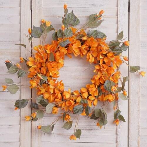 Garland Simulation Silk Flower Gesang Garland Artificial Flower Natural Rattan Ring Round Unique Design Party Home Decoration