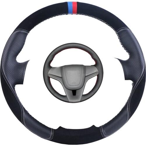 Custom Made Car Steering Wheel Cover Black For Chevrolet Cruze 2009-2014 Aveo 2011-2014 Suede Leather Auto Steering Wheel Braid