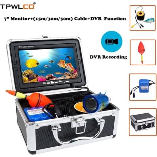 7inch 1000TVL 15m/30m/50m Fish Finder Underwater Fishing Video Camera Kit With DVR Waterproof Camera The Viewing Angle 92degree