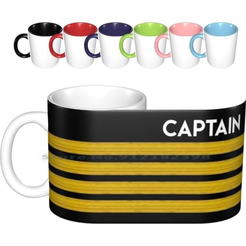 Captain Stripes Ceramic Mugs Coffee Cups Milk Tea Mug Epaulettes Aviation Stripes Captain Pilot Plane Airbus Airplane Airplane