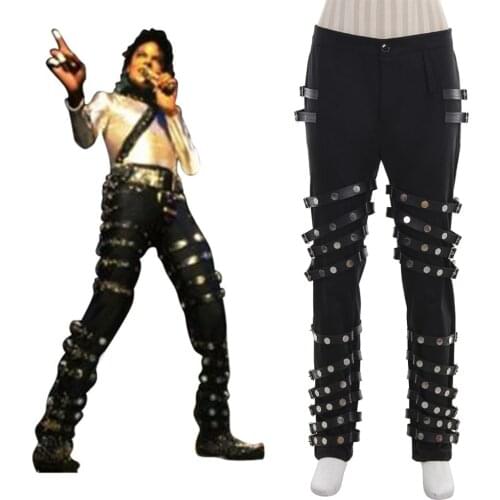 Michael Jackson Punk Classic BAD Concert Black Pants Trousers Halloween Carnival Party Cosplay Costume