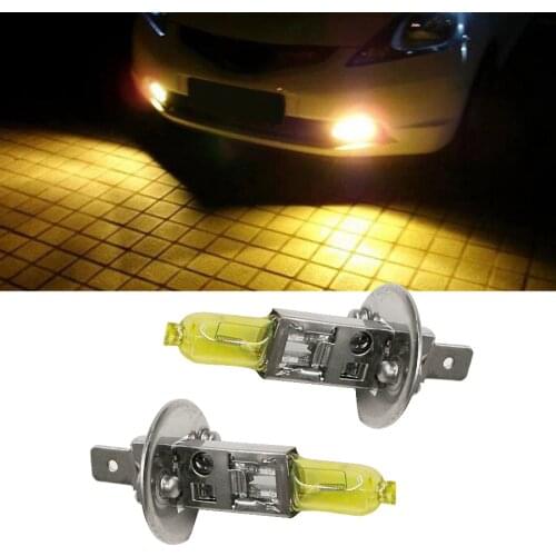 2PCS/Pair 12V H1 55W Halogen Fog Lamp Bulb Yellow 3200K-3500K Quartz Glass Car Light Source For Auto headlight Car Styling