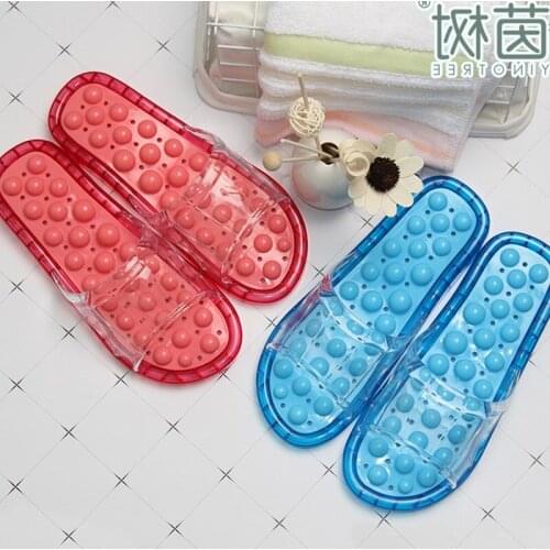 Plastic thick soles acupoints pedicure massage shoes men women couple slippers home summer bathroom shoes sandals and slippers