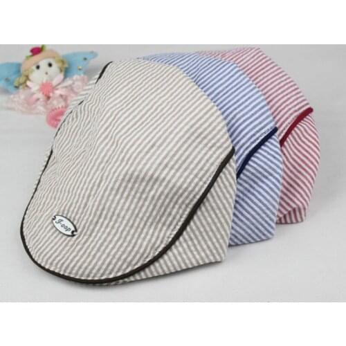Cute Baby hats Children Stripe Classic Style Sun Cap Toddler Spring Summer Berets Peaked Baseball Caps for Girls boys 1-3Y