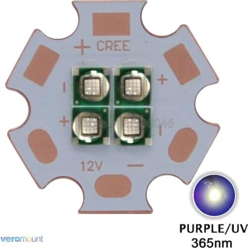 12W 3535 Ultra Violet UV 365nm 4-Chips 4LED Intergrated High Power Led Lamp Light Source On 20MM 3V 6V 12V Copper PCB