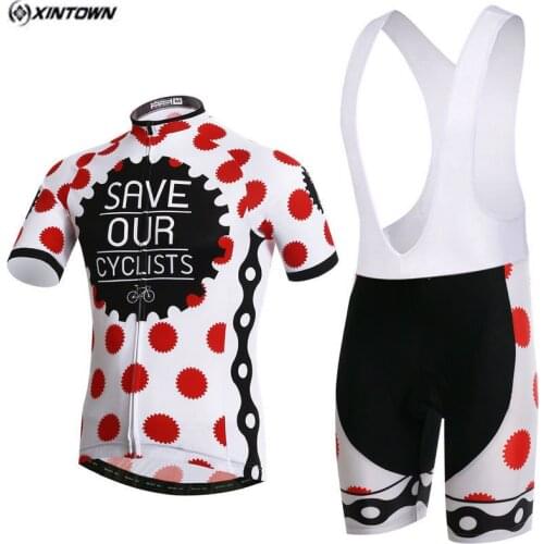 XINTOWN Men Cycling Jersey Or mtb Bib Shorts Bike Clothing Red White Summer Pro Top Bottom Bicycle Wear