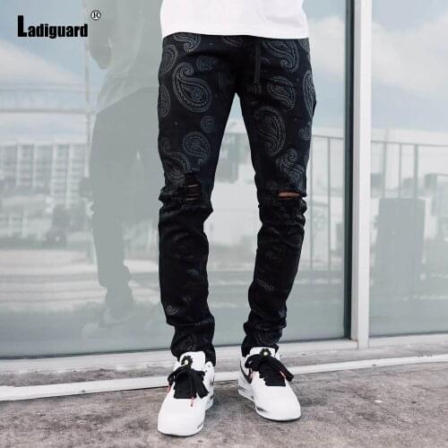 Plus Size 3xl Mens Demin Pants Jeans 2021 Spring Autumn Hip Hop Pants Male Fashion Print Trouser Outdoor Leisure Drawstring Pant