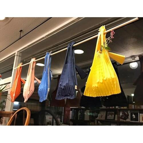 Soft nylon pleats shopping bag large capacity shoulder bags lightweight and durable totes bags