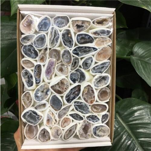 Natural Agate Geode Crystal Box For Home Decoration Reiki Healing Mineral Specimen Collection