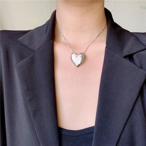 2021 New Trendy Punk Girl Personality Stainless Steel Snake Chain Large Heart Pendant Necklace For Women Jewelry Non-Fading
