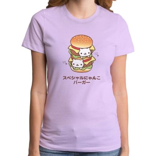 Authentic Nyan Nyan Nyanko Kitten Double Hamburger Ladies soft Junior T-shirt