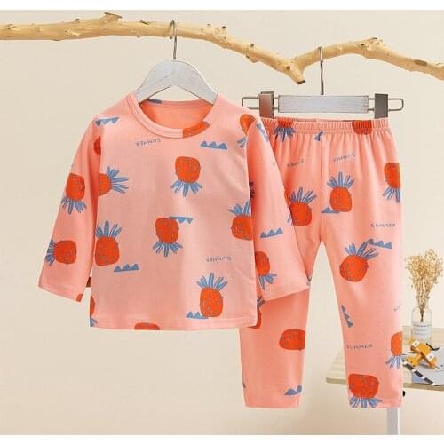 TUONXYE Boys Girls Pajamas Set Children Fruits Pineapple Cotton Kids Long Sleeves Pijama Baby Sleepwear Clothing Nightwear