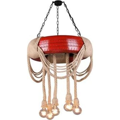 Retro industrial wind loft tire hemp bar coffee meal living room clothing restaurant decoration chandelier With led bulb