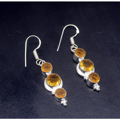 Gemstonefactory Big Promotion Unique 925 Silver Multi Gems Honey Topaz Women Ladies Gifts Dangle Drop Earrings 20211921