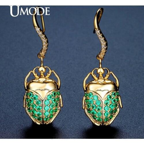 UMODE Brand New Fashion Jewelry Beetle Shape Drop Earrings Women Gold Color Wedding Party Pendientes Mujer Christmas Gift UE0316