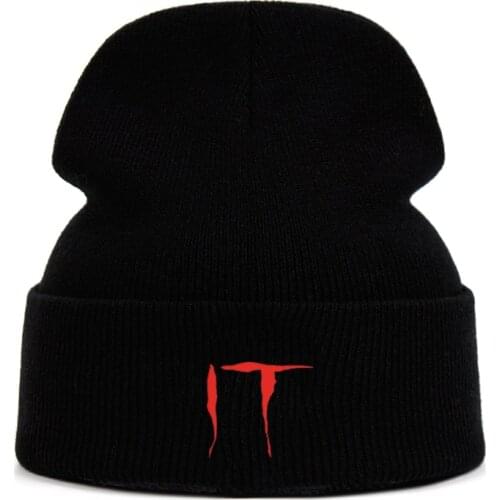 Stephen Kings It Beanie Cotton Embroidery Casual for Men Women Knitted Winter Hat Solid Hip-hop Skullies Unisex Horror film